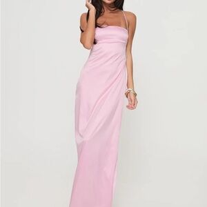 Princess Polly Strapless Pink Satin Maxi Dress